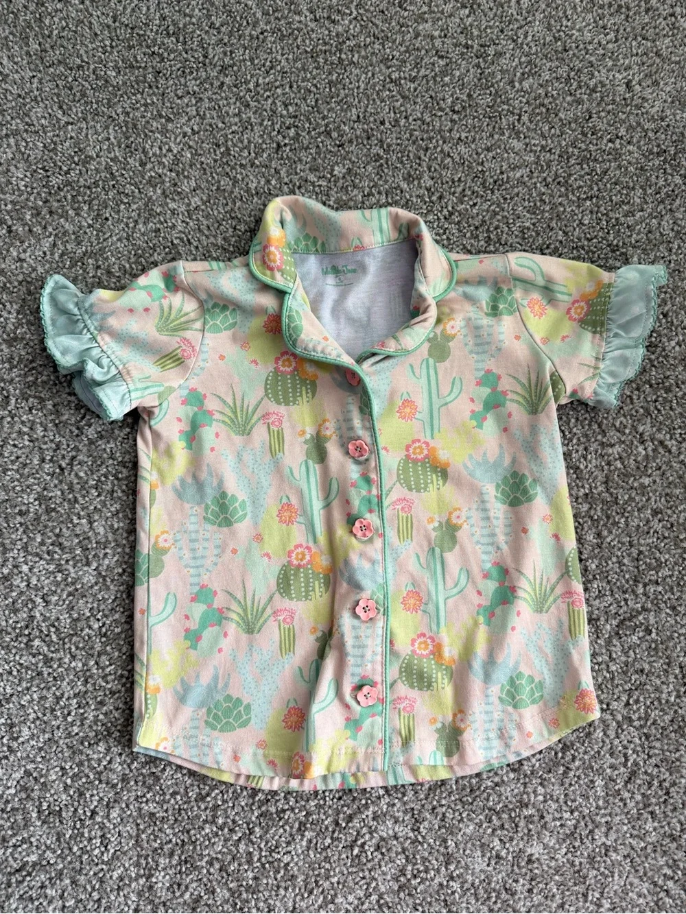 Matilda Jane Pastel Cactus Print Button-Up Top - Mint, Pink, Yellow